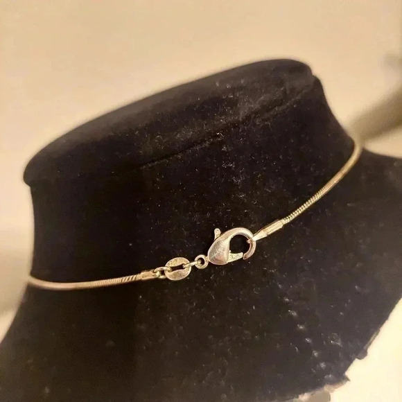 925 Silver chain with Lampwork Glass Bead Necklace in Shades of orange and green - Picture 5 of 6